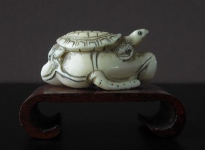 Netsuke “Turtle on a lotus bloom”