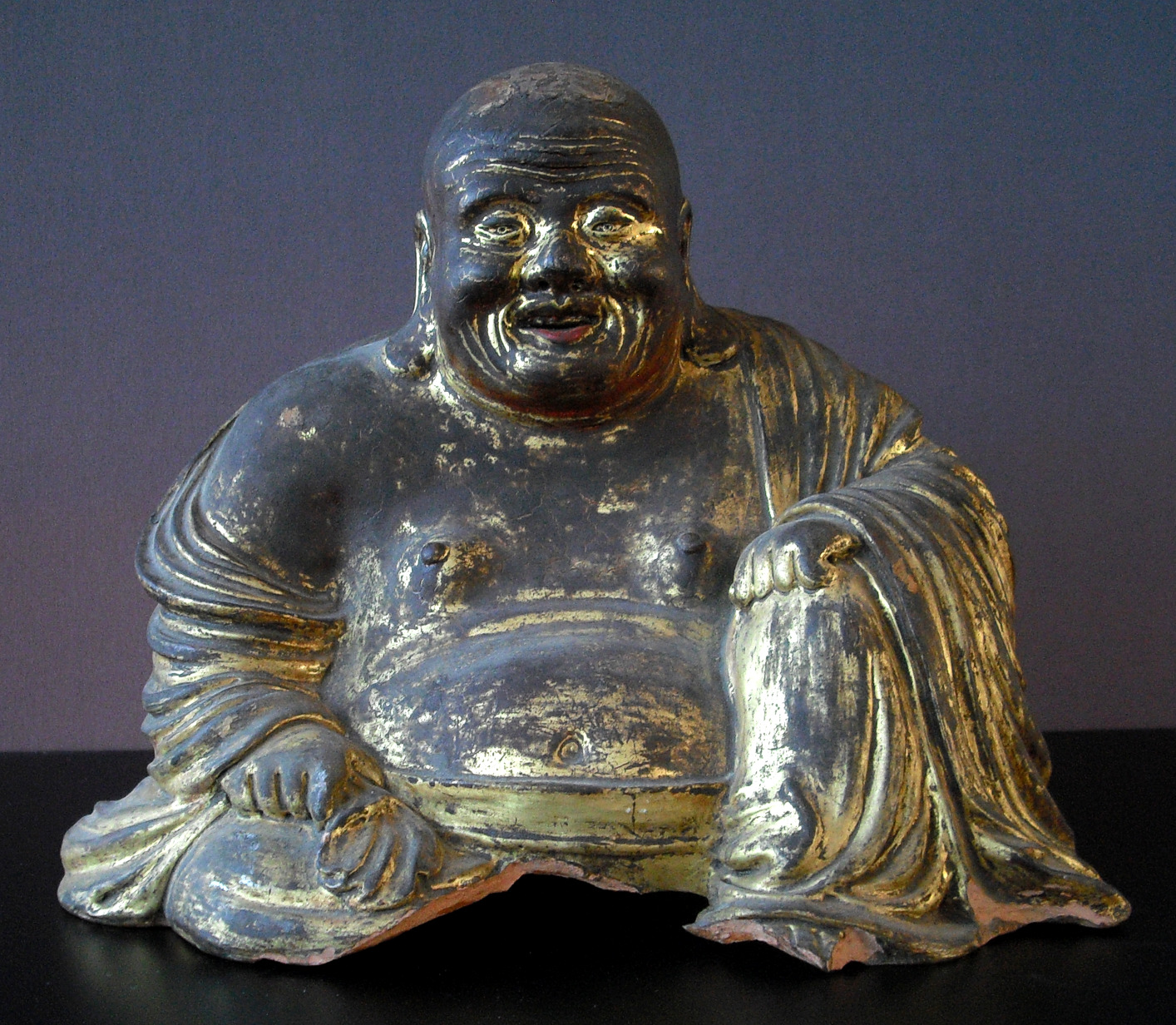 Ming 16th/17th C. Happy Buddha - Gilded