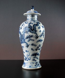 19th C. Vase with Lid – 2 Dragons