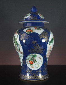 19th C. Powder-Blue Vase+Cover - Gilt