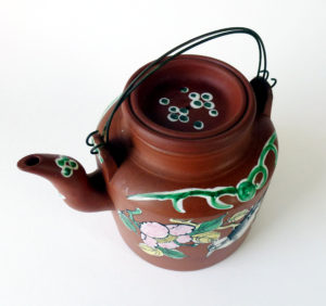 Late 19th C. Enameled Yixing Teapot – Bird