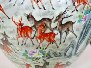 Famille Rose Vase – One Hundred Deers