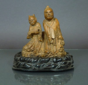 Chinese 18th C. Boxwood Figure Group - Scholar & Student