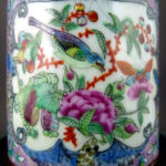 19th C. chinese Fencai Caddy – Birds & Butterflies