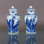 Pair 19th C. Chinese Small Porcelain Vases - Boys