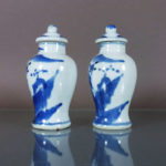 Pair 19th C. Chinese Small Porcelain Vases - Boys
