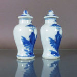 Pair 19th C. Chinese Small Porcelain Vases - Boys