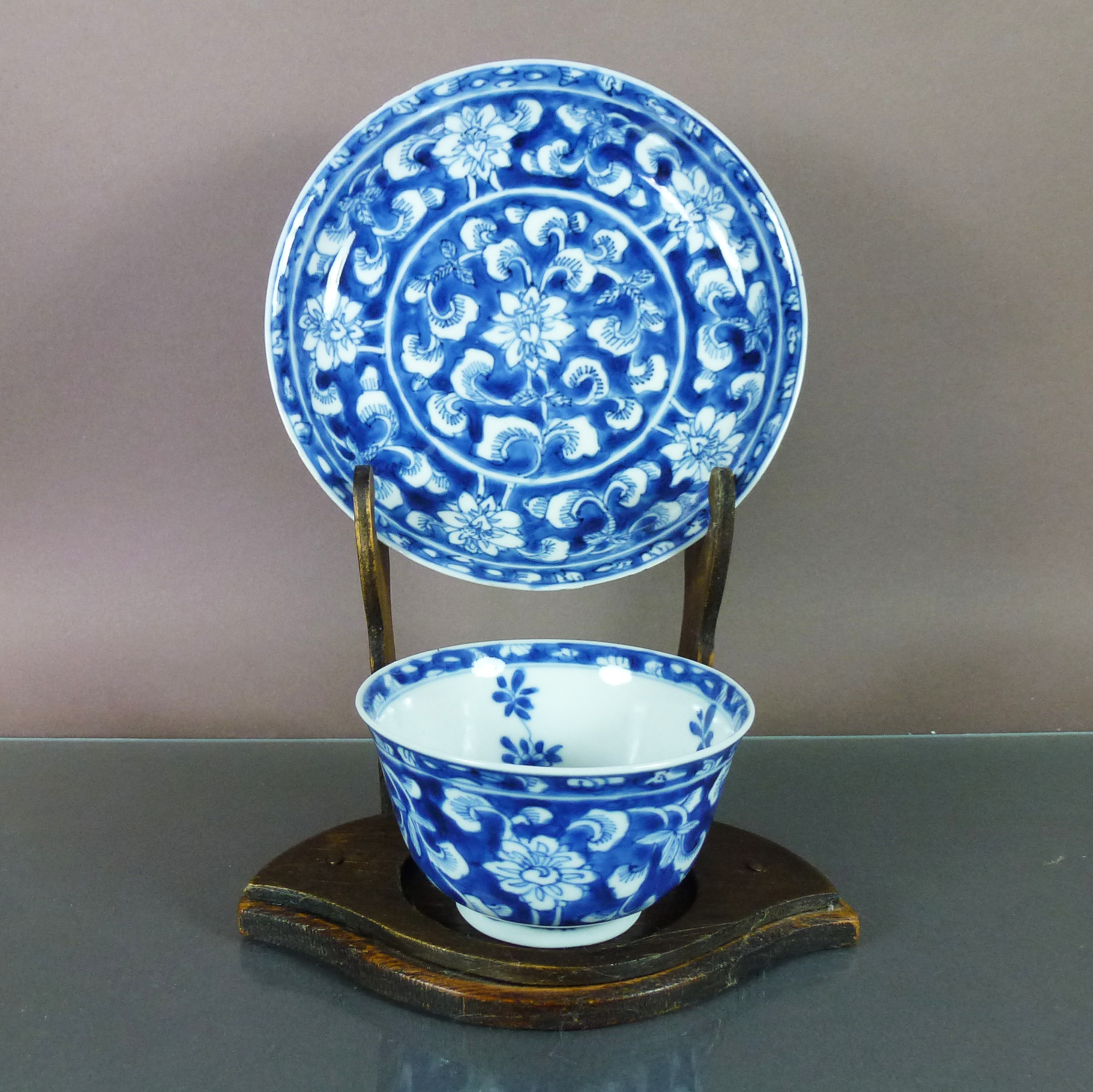 Chinese Kangxi Cup & Saucer – Lotus Pond